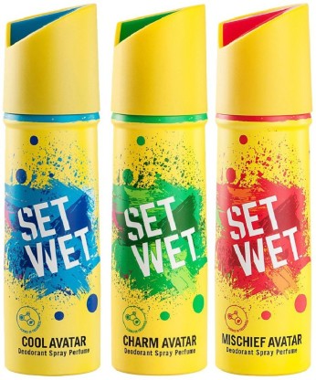 SET WET Cool, Charm and Mischief Avatar Deodorant Spray  -  For Men  (450 ml, Pack of 3)