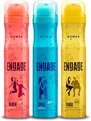 Engage Blush, Spell and Tease Deodorant Spray - For Women, Pack of 3 Deodorant Spray  -  For Women  (450 ml, Pack of 3)