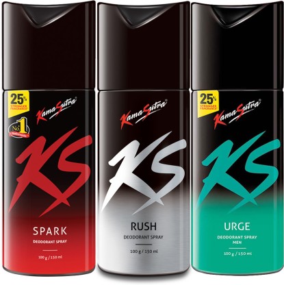 KS SPARK RUSH URGE Deodorant Spray  -  For Men & Women  (450 ml, Pack of 3)
