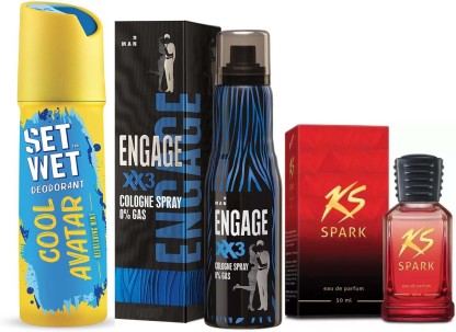 SET WET Cool Deo + XX3 Deo+ Pefume 50Ml Pack Of 3 Deodorant Spray  -  For Men  (450 ml, Pack of 3)