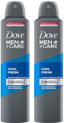 DOVE Men+Care Cool Fresh Dry Spray Antiperspirant Deodorant (Pack of 2) Deodorant Spray  -  For Men  (500 ml, Pack of 2)