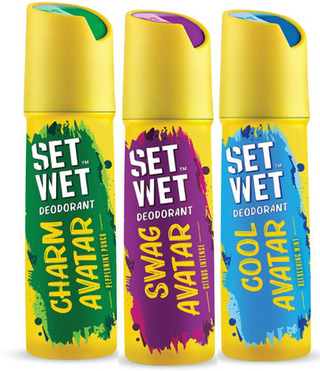 SET WET Cool, Charm & Swag Avatar Deodorant & Body Spray Perfume For Men,Pack of 3 Deodorant Spray  -  For Men  (540 ml, Pack of 3)