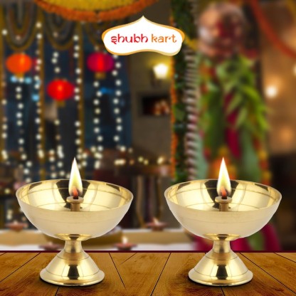 Shubhkart Nitya Pyali Diya Combo Brass (Pack of 2) Table Diya  (Height: 1.5 inch)