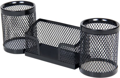 OFIXO 3 Compartments Metal Desk Organizer  (Black)