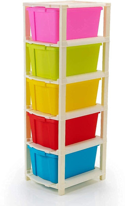J K INTERNATIONAL 5 Compartments Plastic Modular Drawer  (Multicolor)