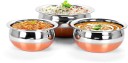 RBGIIT Pack of 3 Stainless Steel Stainless Steel Copper Bottom Cooking & Serving Biryani/Punjabi/ Pot /Handis mirror finish design Handi Copper Vegetable Bowl ,Cooking Dinner Table Serving Biryani Pot Handi Kadhai , Panikarilikka Steel Handi Perfect Copper Handi Set for Everyday Use Whether you want to cook a delicious serving of your favourite sabzi or heat leftover curries from the previous day Stainless Steel Copper Bottom Cooking Serving Pot Biryani Handi serving Handi/tableware/storage containers/bakeware/ dinner set/ kitchen set steel item for home appliances and kitchen serving cooking combo set with lid/cover/dhakkan/ storage container copper handi /URLI set fruit and salad bowl Cookware set Cookware/ Container/pot pan/patila/bhagona/Serving bowl/biryani cook & serve Set Dinner Set  (Steel, Microwave Safe)