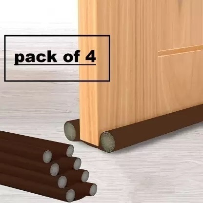 PYORIT Twin Door Draft Fabric Cover Guard, Cool/Hot Maintain in Room | Door Gap Sealer (Pack of 4) Under Door Protector/Seal Cover Twin Draft Blocker Guard with Dust Door Mounted Door Stopper (Brown)