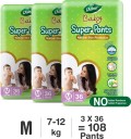 Dabur Baby Super Pants | Diaper Infused with Aloe Vera, Shea Butter & Vitamin E | Insta-Absorb Technology - M  (108 Pieces)