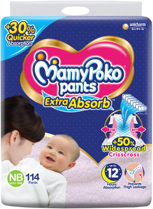 MamyPoko Extra Absorb - New Born  (114 Pieces)