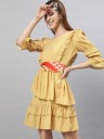 Women Asymmetric Yellow Dress