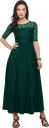 Women A-line Green Dress