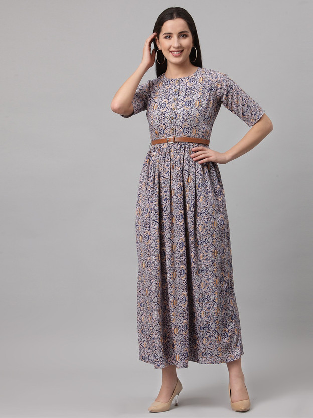 Women Fit and Flare Pink Maxi/Full Length Dress