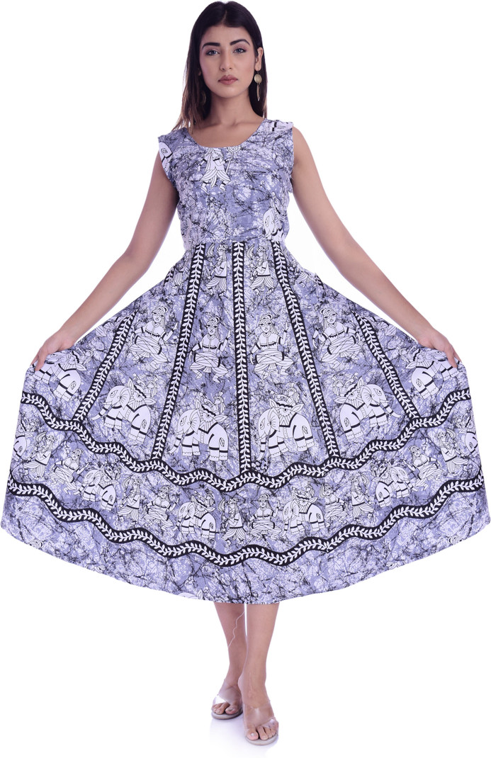 #DORAYA - Women Maxi Blue Midi/Calf Length Dress