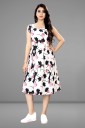 Women Fit and Flare White, Black, Pink Dress