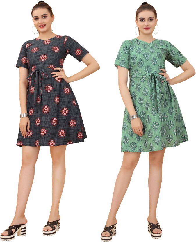 Women A-line Multicolor Dress