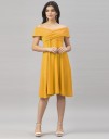 Women Fit and Flare Yellow Dress