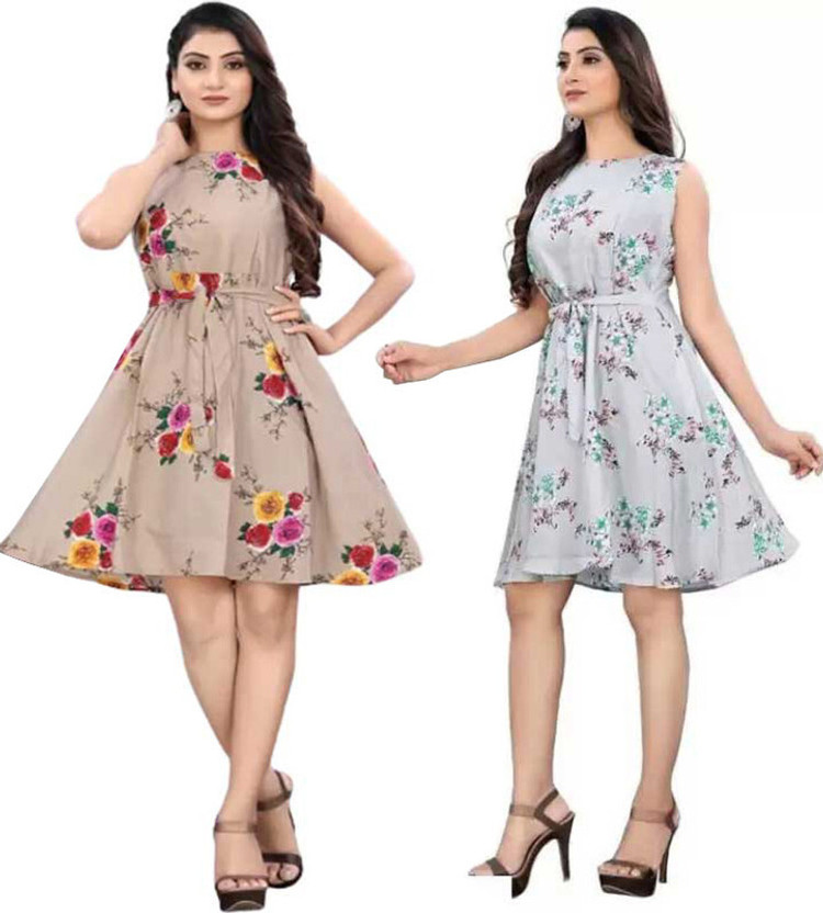 Women A-line Multicolor Above Knee/Mid Thigh Length Dress