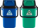 POLYSET Polyset Plastic Swing Flap Dustbin for Home and Office 11Ltr, Dry Waste and Wet Waste Dustbin Green & Blue. Plastic Dustbin  (Multicolor, Pack of 2)
