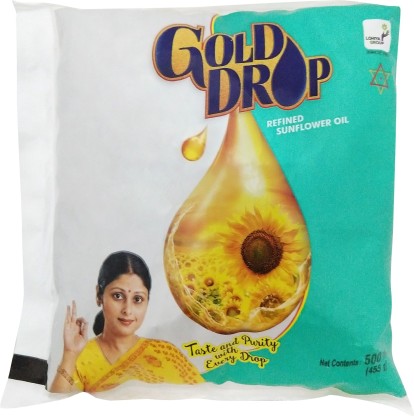 Gold Drop Refined Sunflower Oil Pouch  (500 ml)