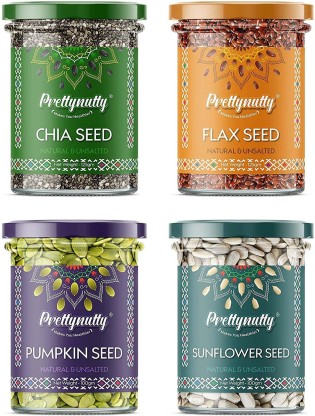 GreenFinity Raw Pumpkin - 100g, Sunflower - 100g, Flax - 125g, Chia Seeds - 125g | Immunity Combo | All Premium  (450 g, Pack of 4)