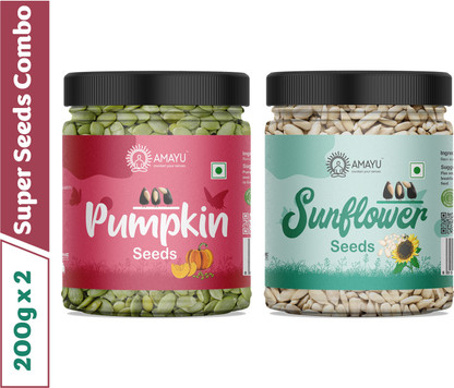 AMAYU Raw Organic Pumpkin Seeds | Sunflower Seeds for Eating Mix Combo Pumpkin Seeds  (400 g, Pack of 2)