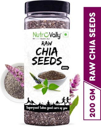 NutroVally Raw Chia Seeds for Weight Loss|Loaded with Omega 3, Zinc & Fiber|Diet Food Chia Seeds  (200 g)
