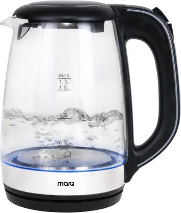 MarQ By Flipkart Glass 01 Electric Kettle  (1.7 L, Silver, Black)
