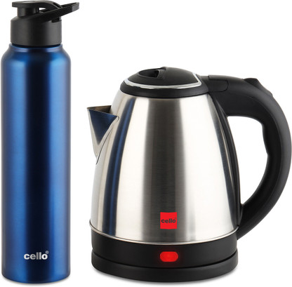 cello Quick Boil Lifestyle Kettle 1.5 L + Sippa 1000 ML Stainless Steel Water Bottle Electric Kettle  (1.5 L, Silver)