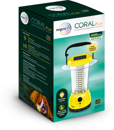 WIPRO Coral Plus Rechargable Solar LED Lantern Lantern Emergency Light  (Yellow)