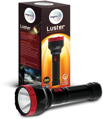 WIPRO Luster LED rechargable Torch Torch Emergency Light  (Black, Red)