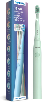 ORACURA SB100 Sonic Lite Electric Battery Operated Toothbrush With 36,000 Strokes/minute Electric Toothbrush  (Green)