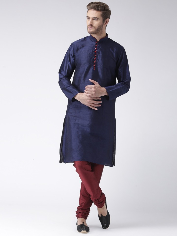 Men Kurta and Pyjama Set Dupion Silk