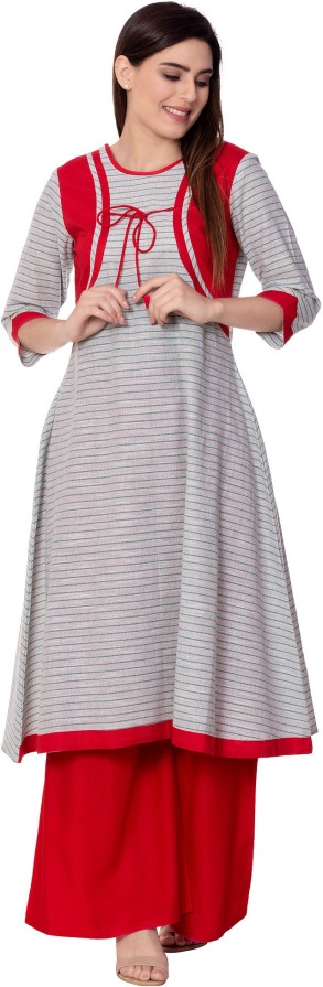 Women Ethnic Jacket and Palazzo/Trouser Set Cotton Blend