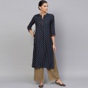 Women Kurta and Palazzo Set Cotton Viscose Blend