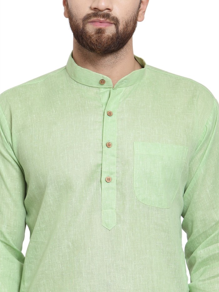 Men Cotton Blend Kurta Churidar Set