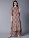 Women Kurta and Palazzo Set Cotton Blend