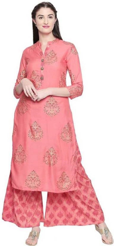Women Kurta and Palazzo Set Pure Cotton