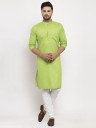 Men Cotton Blend Kurta and Churidar Set