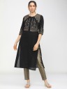 Women Cotton Blend Ethnic Jacket and Kurta Set