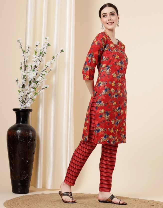 Women Cotton Blend Kurta Palazzo Set