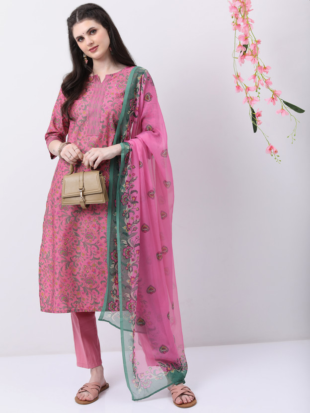 Women Cotton Blend Kurta Pant Set