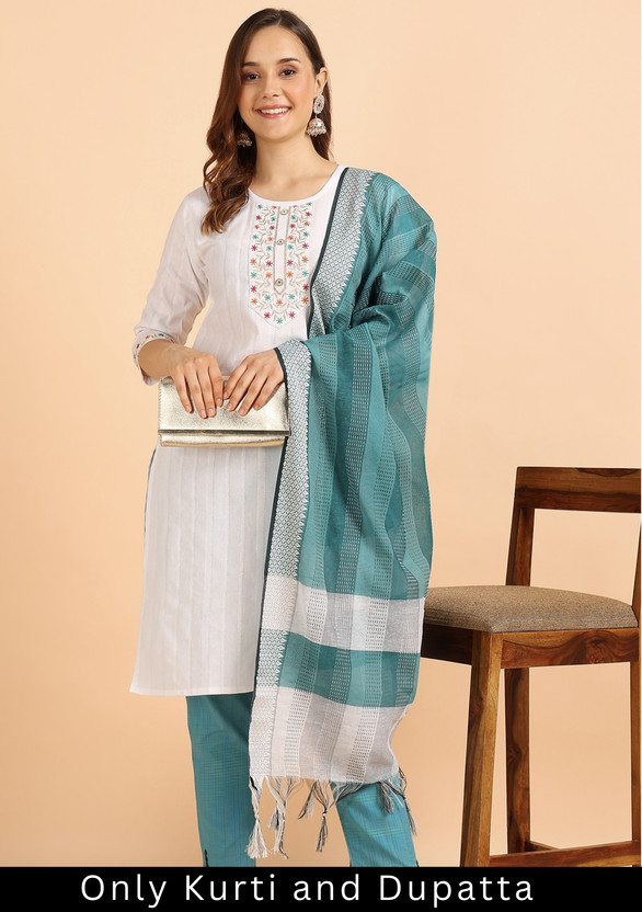 VROEGER - Women Cotton Blend Kurti Dupatta Set