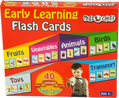 Miss & Chief Early Learning Flash cards (40 cards) - Fruits, Vegetables, Animals, Birds, Toys, Transport  (Multicolor)