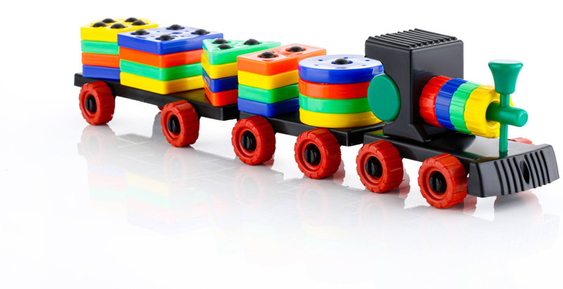 TOOBIL Train Toddler Toys, Shape Sorter and Stacking Wooden Toys, Puzzle Toys (Multicolor)