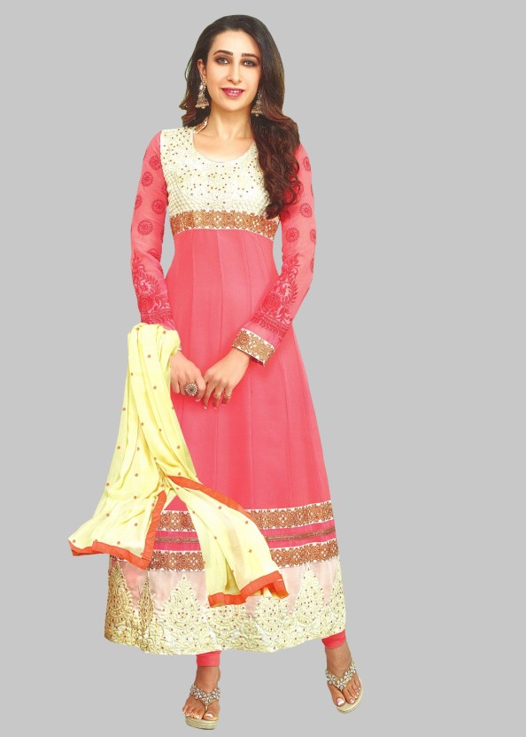 Semi Stitched Georgette Salwar Suit Material Embroidered
