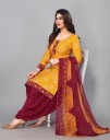 Semi Stitched Crepe Kurta & Patiyala Material Printed