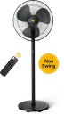 Atomberg Renesa Non-swing 400 mm BLDC Motor with Remote 3 Blade Pedestal Fan  (Midnight Black, Pack of 1)