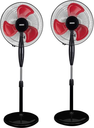 USHA Colossus Rust Free pack of 2 400 mm 3 Blade Pedestal Fan  (Red, Pack of 2)
