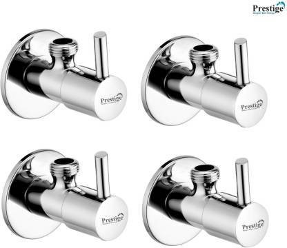 Prestige by Prestige FLY Pack Of 4 FLY Angle Cock Square with Wall Flange Chrome Bathroom Faucets Taps and Faucet Angle Valve Angular Stop Cock Wash Basin Tap Angle Valve for Bathroom Geyser Tap Angle Cock Faucet  (Wall Mount Installation Type)