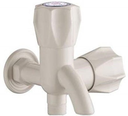 Prestige PVC Bib Cock 2 Way Pack Of 1 With Wall Flange Twin Elbow Valve For Bathroom Kitchen Faucets Taps Twin Elbow Valve Faucet  (Wall Mount Installation Type)